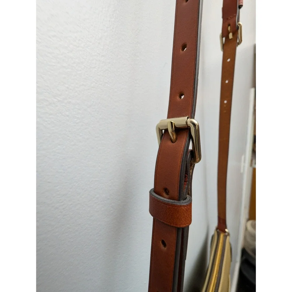 Dooney & Bourke Khaki Nylon Crossbody Bag W/Contrasting Leather Trim